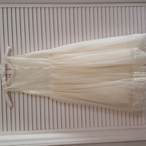 Lace Cream Midi Dress Party Flower Girl Tulle